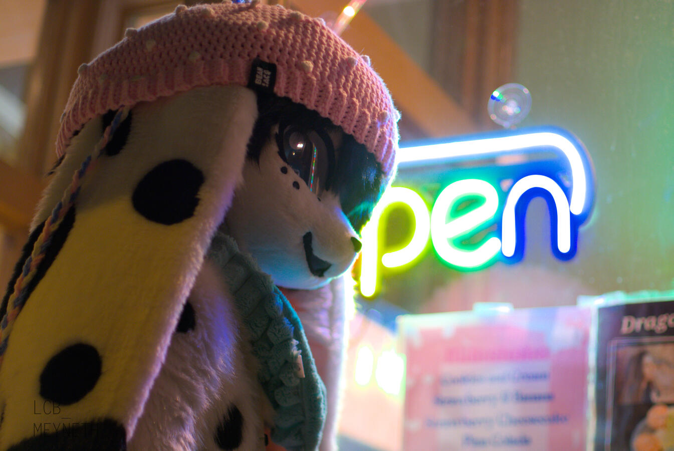 Chip Lock outside a rolled ice cream place on New Years Eve